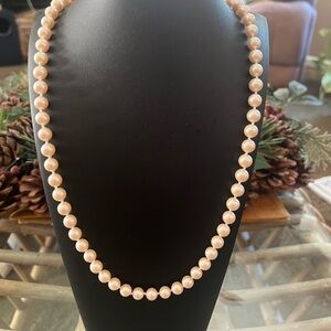 28” Classic Single Strand White Faux Pearl Necklace